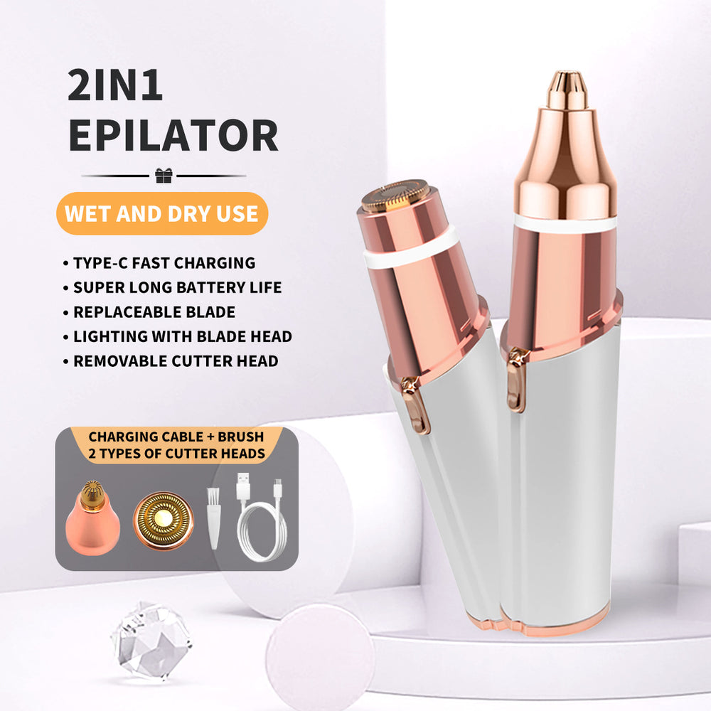 2-in-1 Eyebrow & Facial Hair Trimmer for upper lip and chin hair